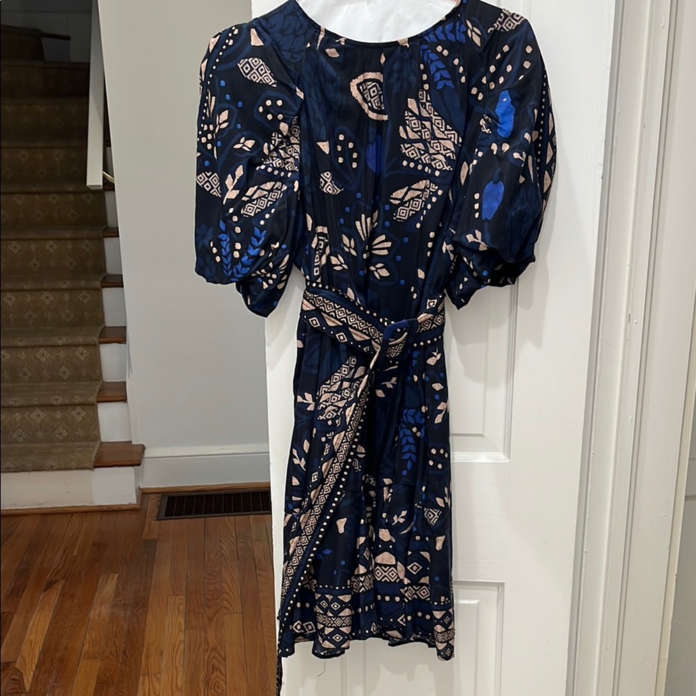 COPY - FARM Rio Navy and Beige Patterned Dress